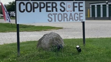 Copper Safe Storage Sign in Yorktown, IN.