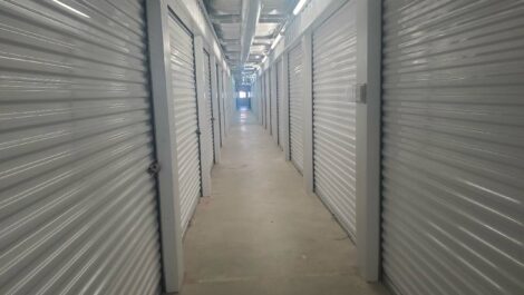 Hallway of indoor storage units at Copper Safe Storage in Gruetli-Laager.