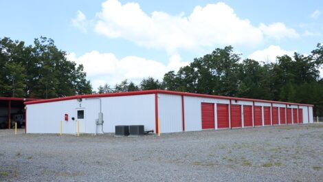 Exterior of outdoor storage units at Blue Ridge Storage Solutions.