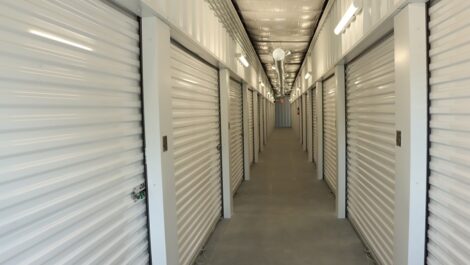 Exterior view of indoor storage units at Blue Ridge Storage Solutions.