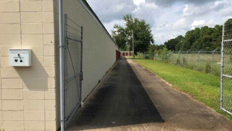 Drive up gate entrance for Radiant Storage in Pascagoula.