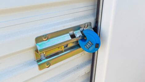 Secured lock on storage unit at Almands Self Storage in Moultrie.