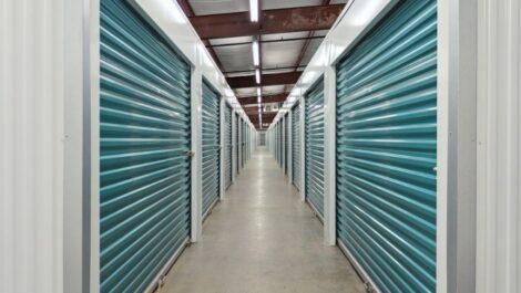Hallway of indoor storage units in Milton, FL.