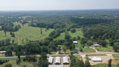 Aerial view of outdoor storage units in Pocahontas, AR.