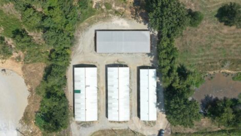 Aerial view directly above outdoor storage units in Pocahontas, AR.