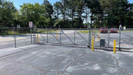 Drive up entry gate for Secure Climate Storage Center in Spartanburg.