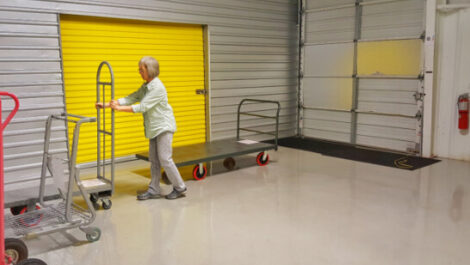 indoor self storage units with dollies at Secure Climate Storage Center in Spartanburg