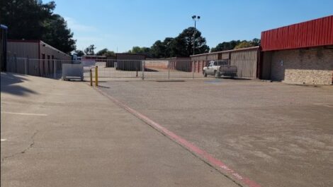 Closed gate and fence at Copper Safe Storage on Crockett Road.