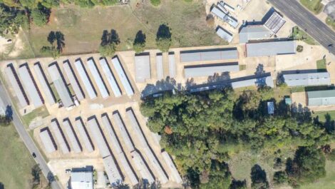 Aerial view of Copper Safe Storage on Crockett Road.