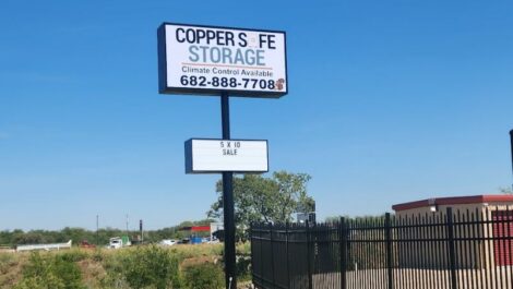 Gated fence at Copper Safe Storage in Crowley.