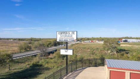 Sign outside to Copper Safe Storage in Crowley.