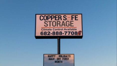 Signage at Copper Safe Storage in Crowley.