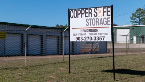 Sign outside Copper Safe Storage in Henderson.