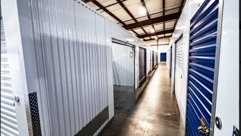 Hallway and open storage unit at Copper Safe Storage in Howell.