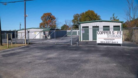 Gate access and fence at Copper Safe Storage in Henderson.
