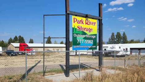 Location sign for Park River Storage in Stevensville.