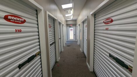 Indoor storage units at Rocket Self Storage.