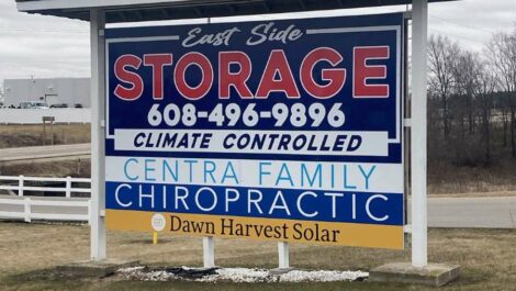 Sign at Eastside Storage in Janesville, WI.