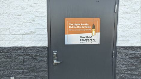 Outside door to Copper Safe Storage in Howell.