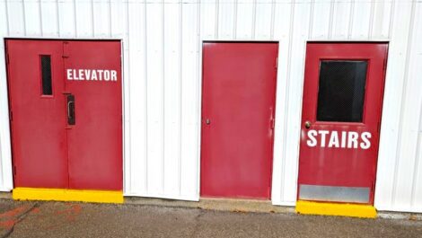 Entry door for stairs of a storage facility in Newport News, VA.