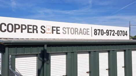 Facility signage at Copper Sage Storage in Jonesboro.