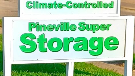Sign climate controlled Pineville Super Storage.