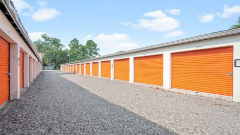 A row of drive up storage units at StoreGuard Self-Storage in Hinesville, GA.