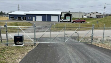 Closed gate at Premier Storage of Zanesville on Richards Road.