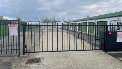 Drive up entry gate at Premier Storage of Delaware in Delaware.