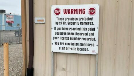 Security sign at Premier Storage of Zanesville on Richards Road.