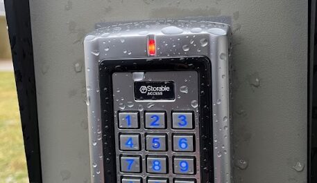 Storable access control keypad at the Marengo location.