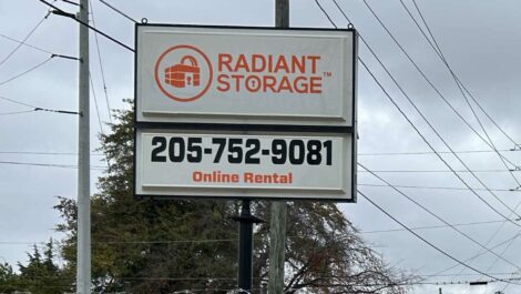 Radiant Storage sign in Tuscaloosa, Alabama.