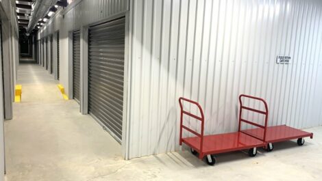 Climate-controlled storage units and moving carts at Storage Partner #1 in Athens, AL.