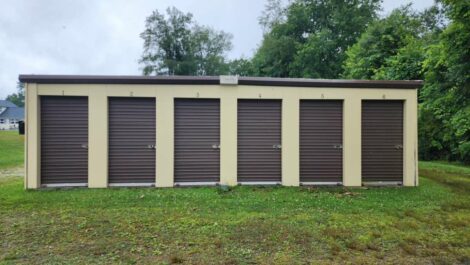 A row of drive up storage units at Cherry Tree Self Storage in Franklin, PA.