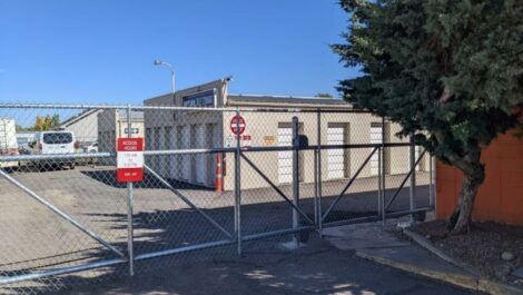 Entry gate to storage units in Loveland, CO.
