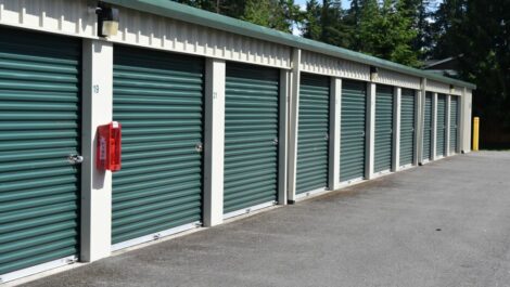 Exterior of storage units at Olympia Extra Storage facility.