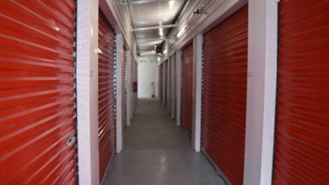 Hallway of indoor storage units at Olympia Extra Storage in Olympia, WA.