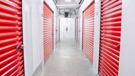Exterior of indoor self-storage units.