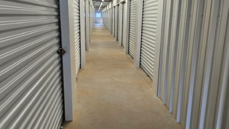 A row of indoor storage units in Mobile, AL.