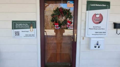Office entrance to Storage Depot in Taylors, South Carolina.