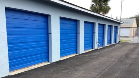 Drive-up storage units at Baron Self Storage in Melbourne, Florida.