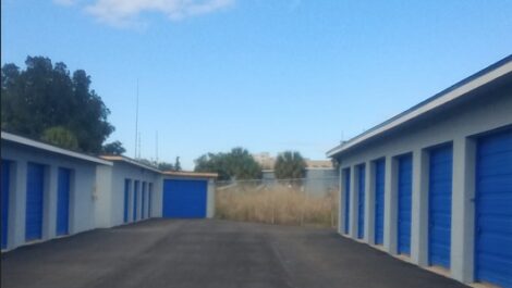 Drive-up storage units at Baron Self Storage in Melbourne, Florida.