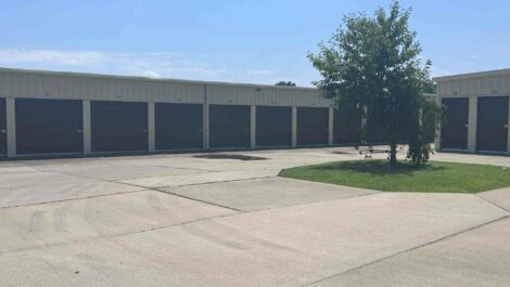 Exterior view of storage units at Madisonville Self Storage facility.