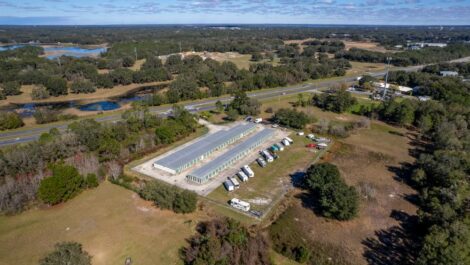 Aerial view of storage facility from the back.