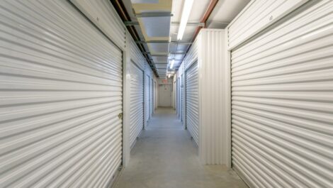 Hallway view of storage units.