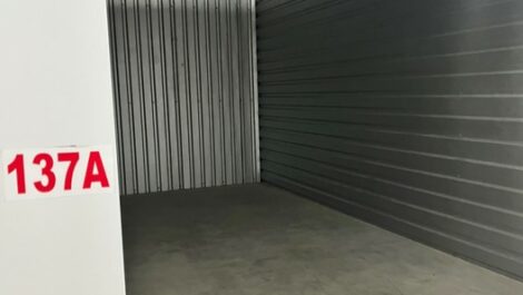 An opened storage unit at Rethink Self Storage in Hamshire, TX.