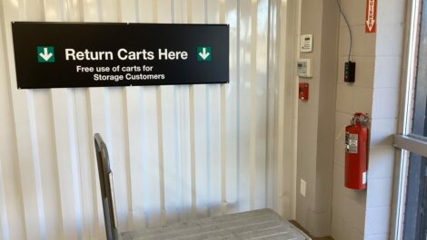 Return carts area at Copper Safe Storage in Phenix City, AL.
