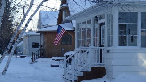 Ohio homes covered in snow.