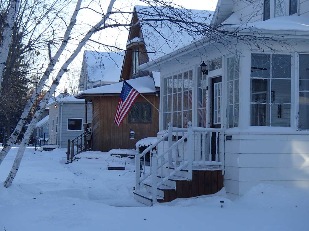 Ohio homes covered in snow.
