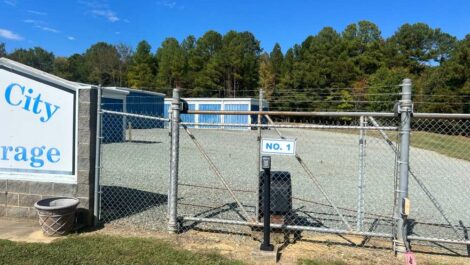 Gated entrance at Siler City Self Storage - W Second in Siler City, NC.